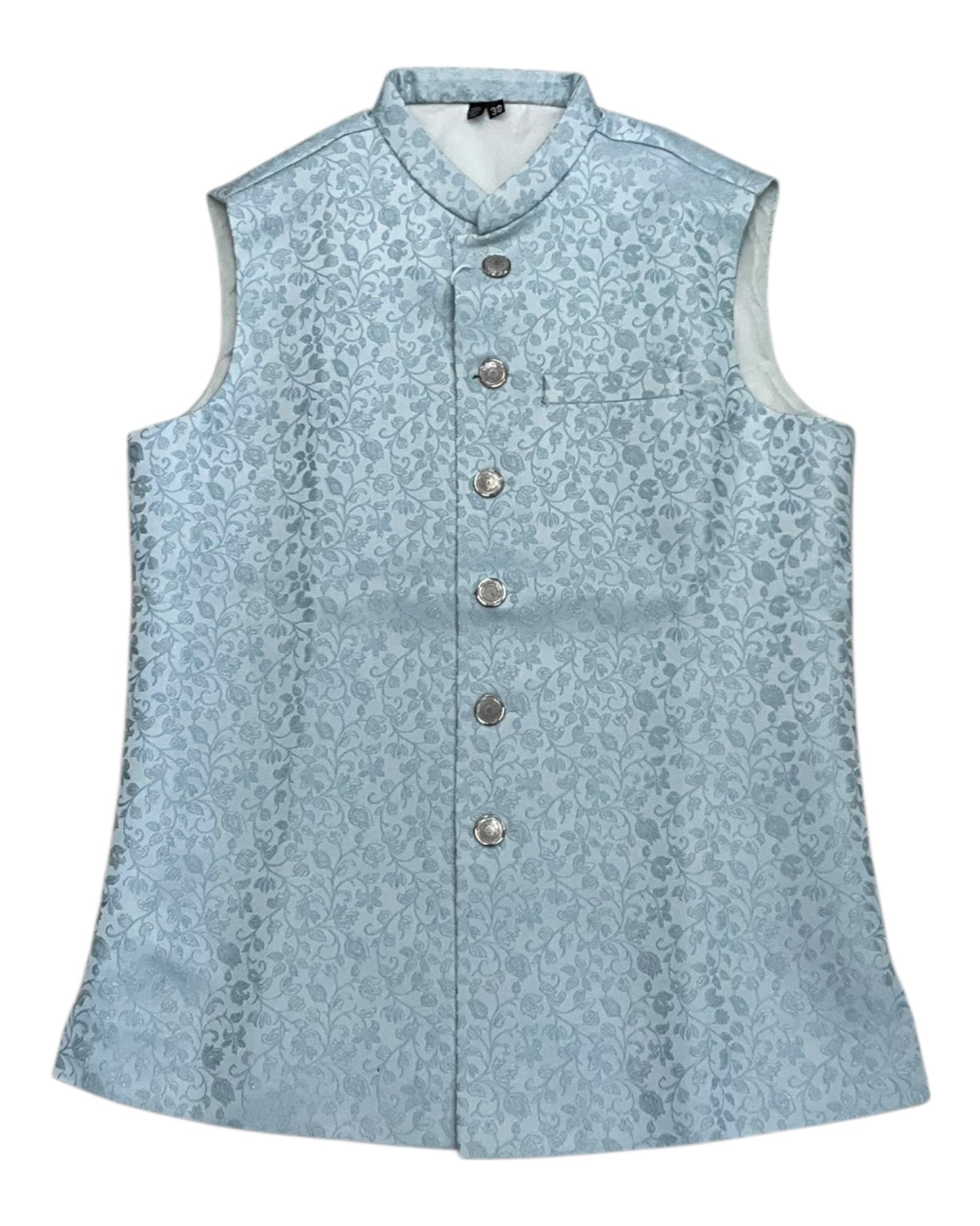 Light Pastel Blue - Banarasi Self Brocade - Premium Mens Waistcoat - VNS-JKT17 10KP25