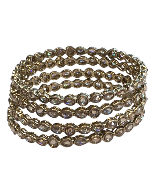 Antique Gold Finish Gold Reverse Stone Bangles (Set of 4) - Mix N Match - NIR832A