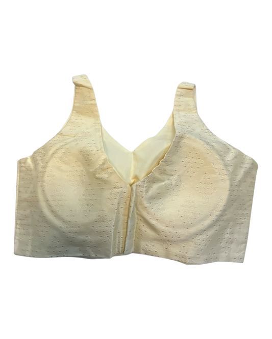 38" / UK 12 - Ivory / Cream - Rich Brocade Saree blouse with cups, Sleeveless - UK Stock - Quick Delivery - RNK - R650V KY