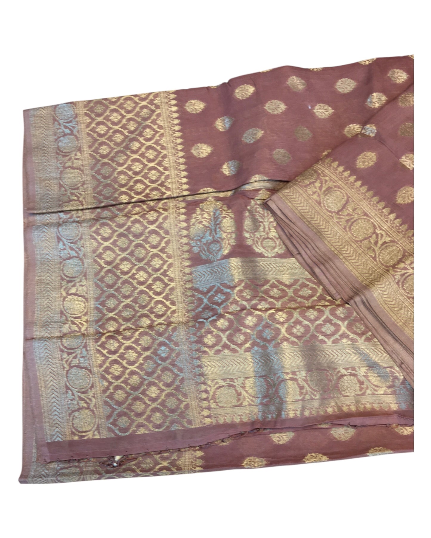 Rose Gold - Traditional Handloom Banarasi Sari / Saree - with Blouse Piece - SN2402 11TY24