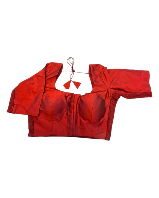 Maroon - HYBRID Silky Saree blouse - With Elastic on both side for Great fit - Size 36",38", 40" S M L - VAM1216 Ap