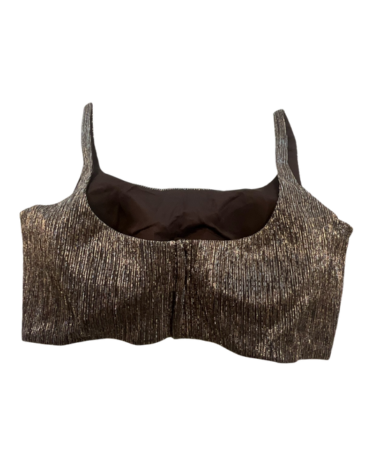 36" / UK 10 - Coffee Brown - Rich Designer Saree blouse with cups, Sleeveless - UK Stock - Quick Delivery - RNK - R931-H