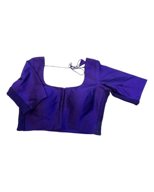 Dark Brinjal / Purple - HYBRID Silky Saree blouse - With Elastic on both side for Great fit - Size 36",38", 40" S M L - VAM1216 Ap