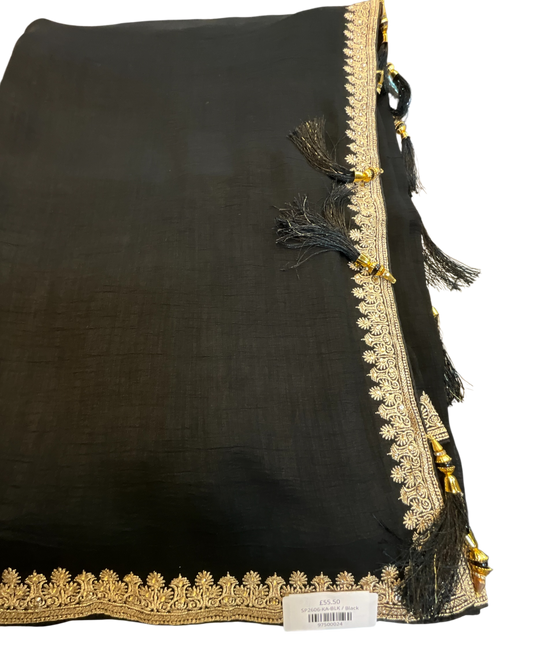 Black - Fancy Party Saree with Blouse Piece - UK stock - 24hr Dispatch - SP2606 KA