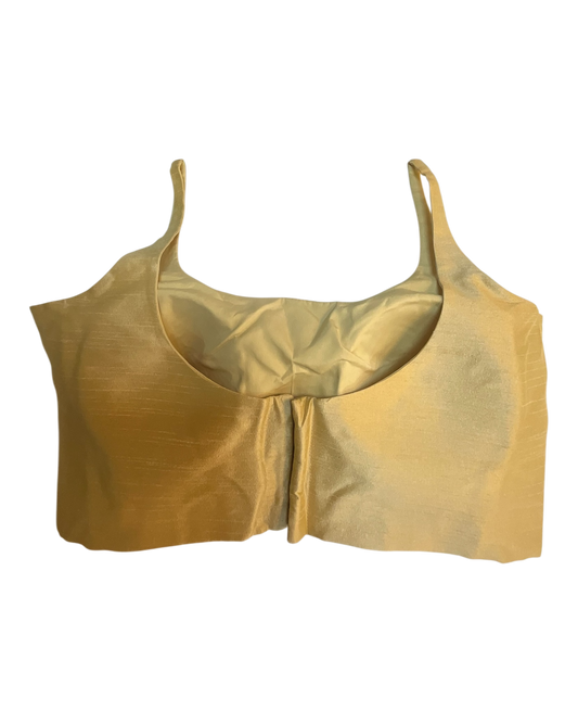 Gold - Rich Banarasi Thin Strap Designer Saree blouse with cups, 38" - UK Stock - Quick Delivery - RNK - R651- H (Copy)