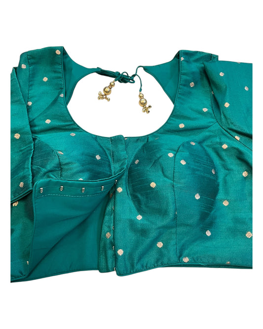 34", 38" & 42" - Jade / Rama Green - Banarasi Brocade Saree / Lehenga Blouse -UK Stock - Quick Dispatch - X767 08Ap25