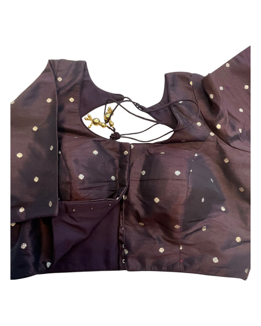 34", 38" & 42" - Coffee Brown - Banarasi Brocade Saree / Lehenga Blouse -UK Stock - Quick Dispatch - X767 08Ap25