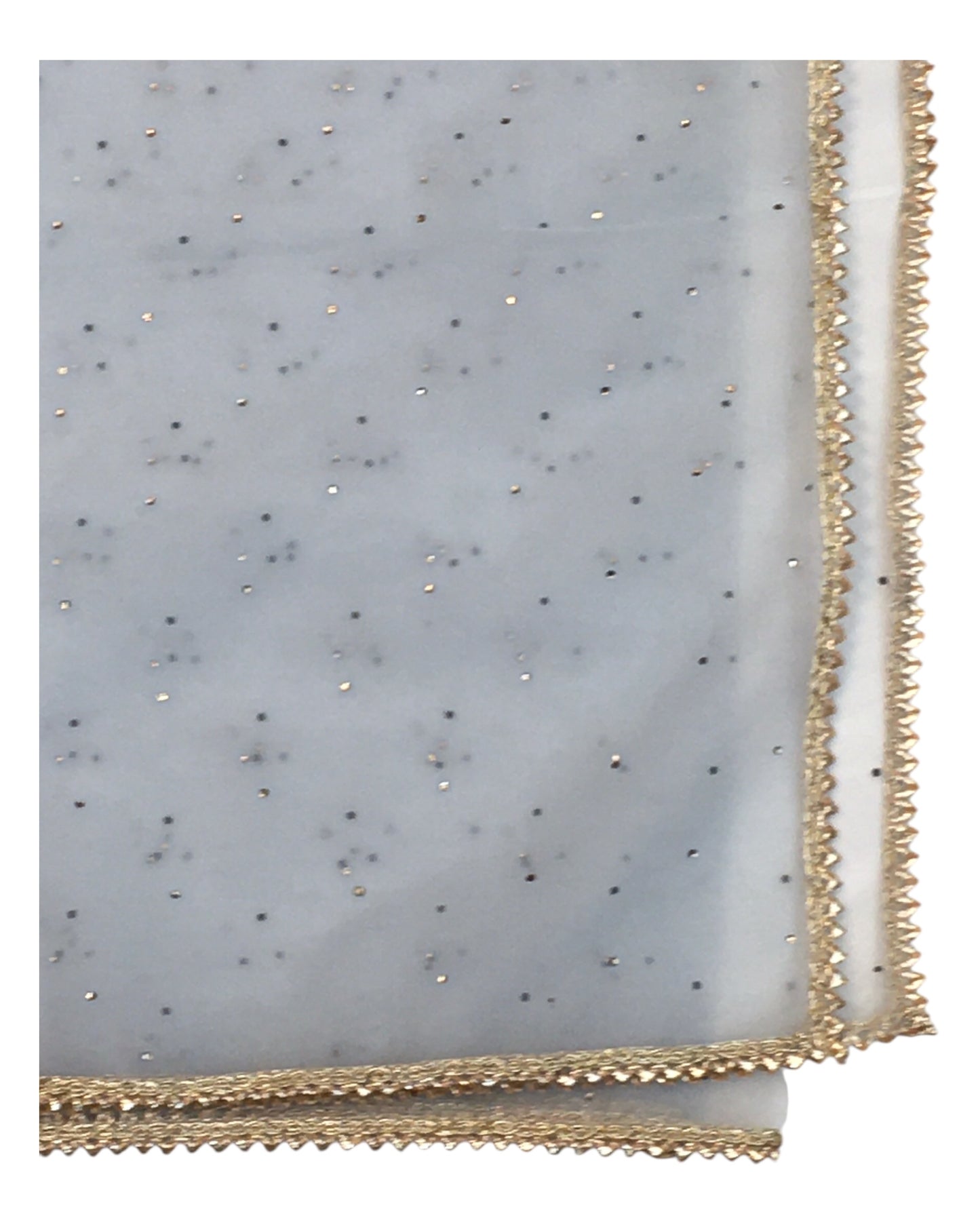 Grey - Ladies Net Dupatta with Gold Lace Border & Diamante - Mix N Match - VC2501 T0125