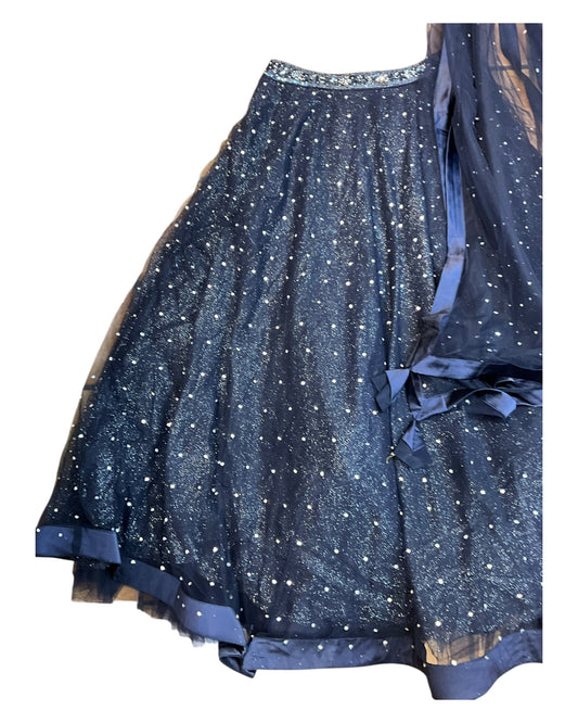 Stunning Navy Blue Lehenga Set - Size 12(38") - UK Stock - 24h Dispatch - KTC250618 PY