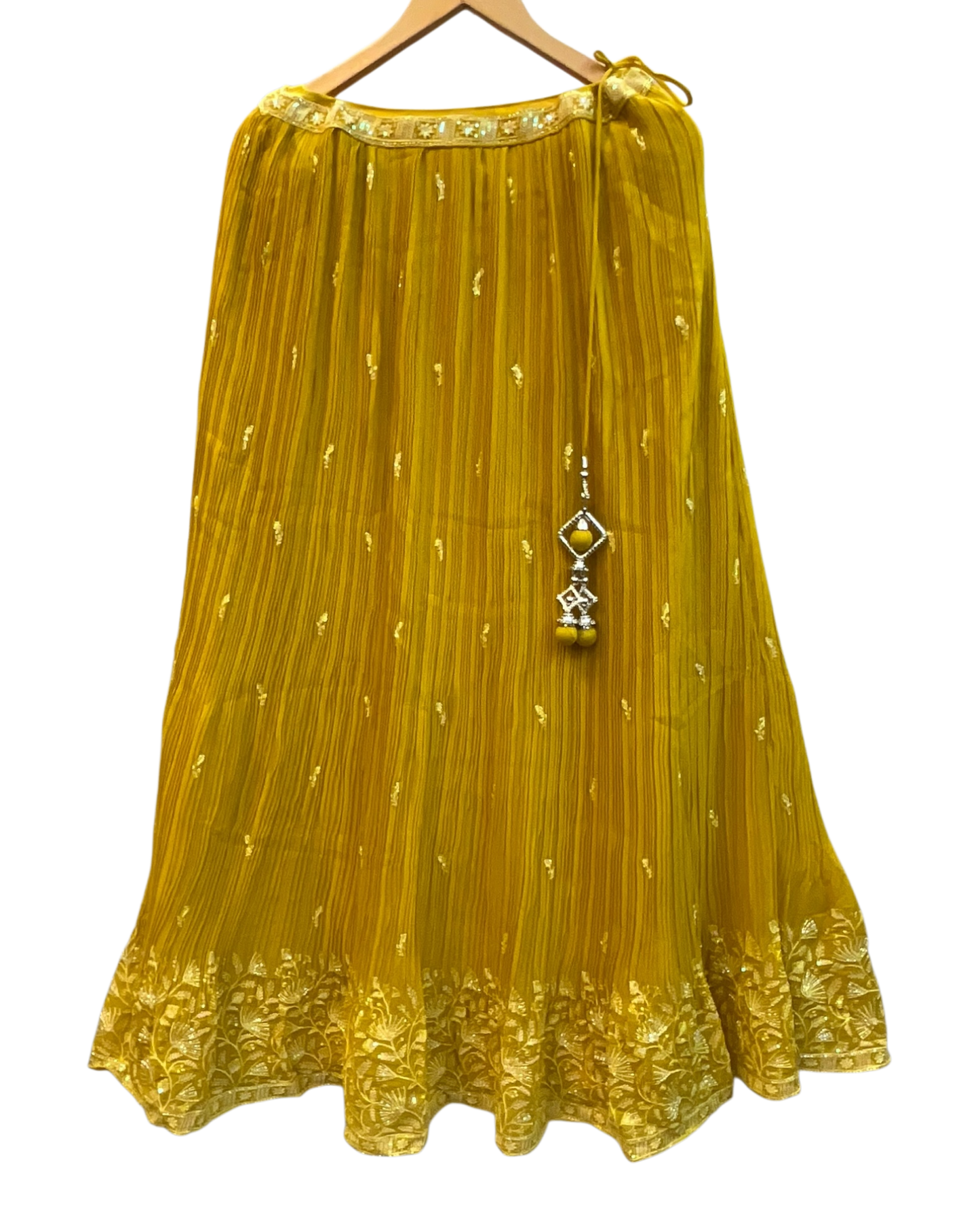 Size UK 14 (40" Bust) Adjustable to Size 16 - Sunny Yellow - Banarasi Silky Lehenga Set - Mehndi / Sangeet / Bridesmaids / Weddings / Garba - UK Stock - 24h Dispatch - JF10520 05PV26