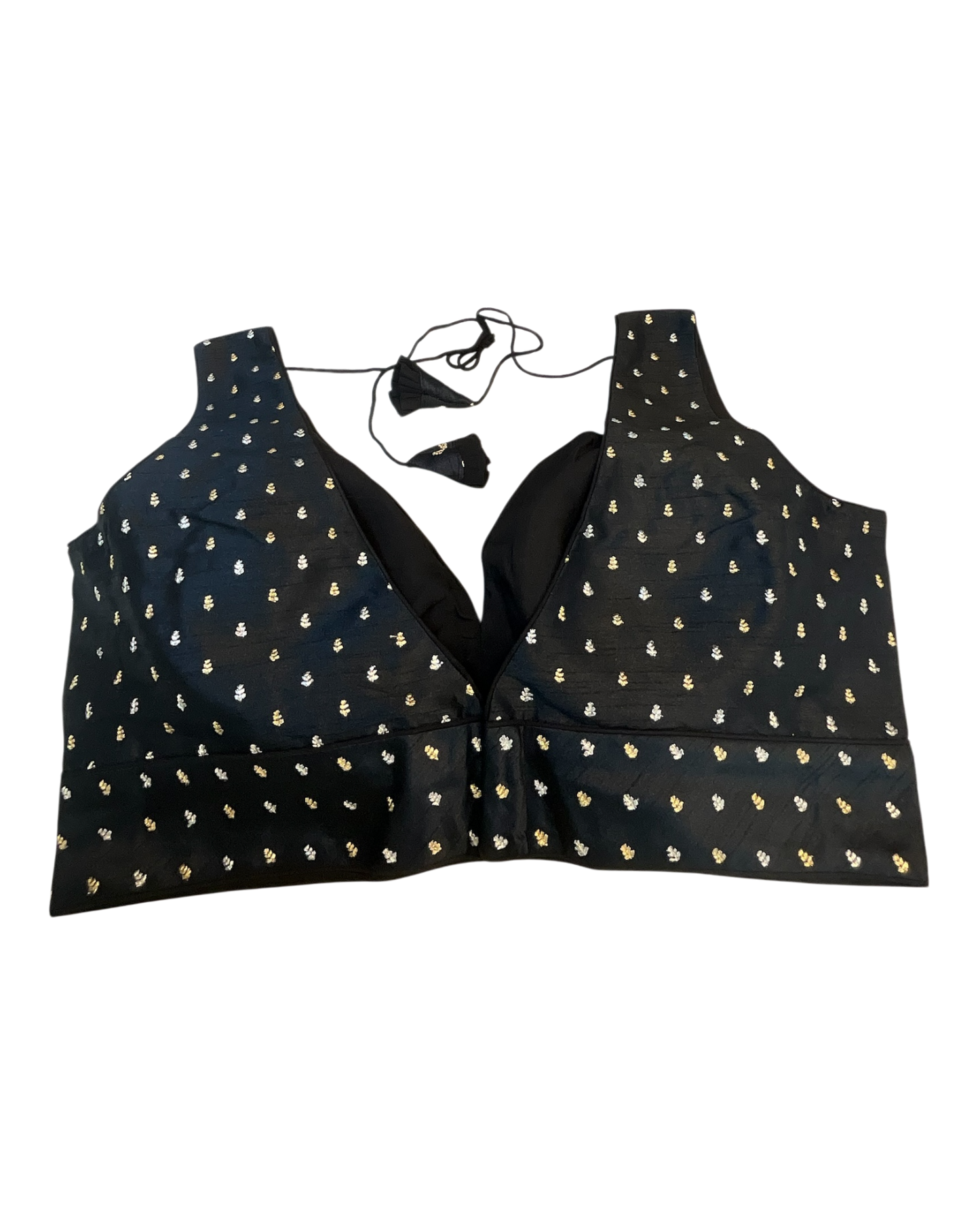 40" / UK 14 - Black - Silky Designer Saree blouse with cups, Sleeveless - UK Stock - Quick Delivery - RNK - R717 KV