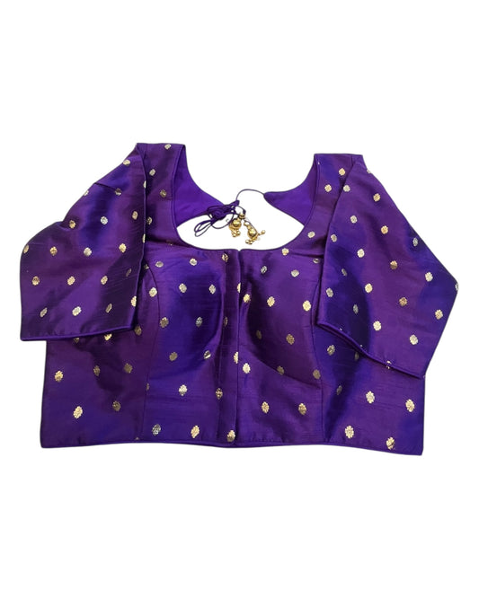 34", 38" & 42" - Purple / Brinjal - Banarasi Brocade Saree / Lehenga Blouse -UK Stock - Quick Dispatch - X767 08Ap25