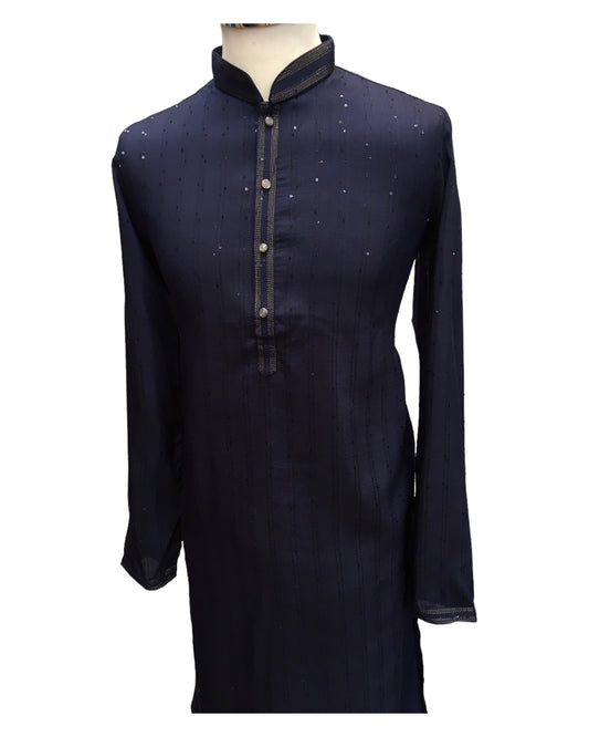 Navy Blue - Fantastic Mens Indian Kurta set - Weddings / Walimas , Sangeet, Eid, Mehndi / Henna - NAD2405 08KA24
