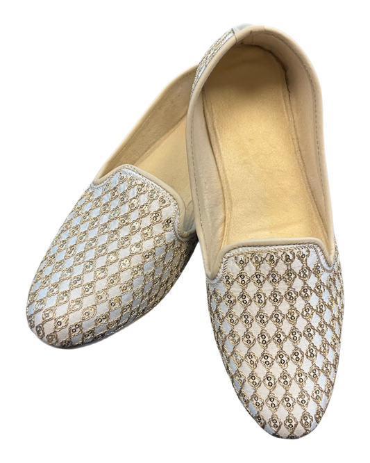 Cream Embroidered - Loafer Style Mojri - Indian Mens shoes - Mojari , Khossay - Sherwani / Kurta - PAL2602 C (Copy)