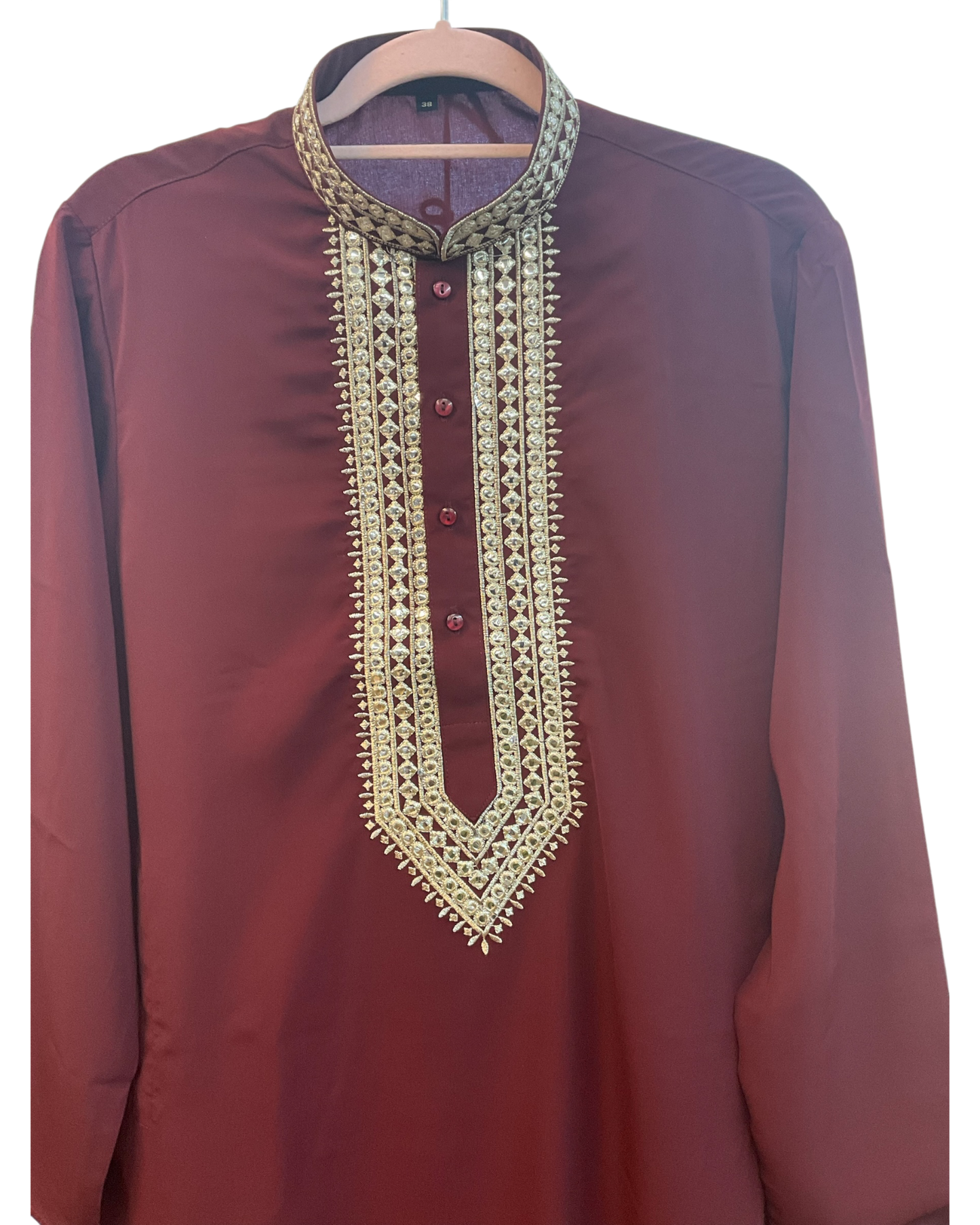 Maroon - Soft Cotton Silky Mens Kurta Set with Rich Embroidery- Sangeet Mehendi Haldi - KCS2002 06VY26