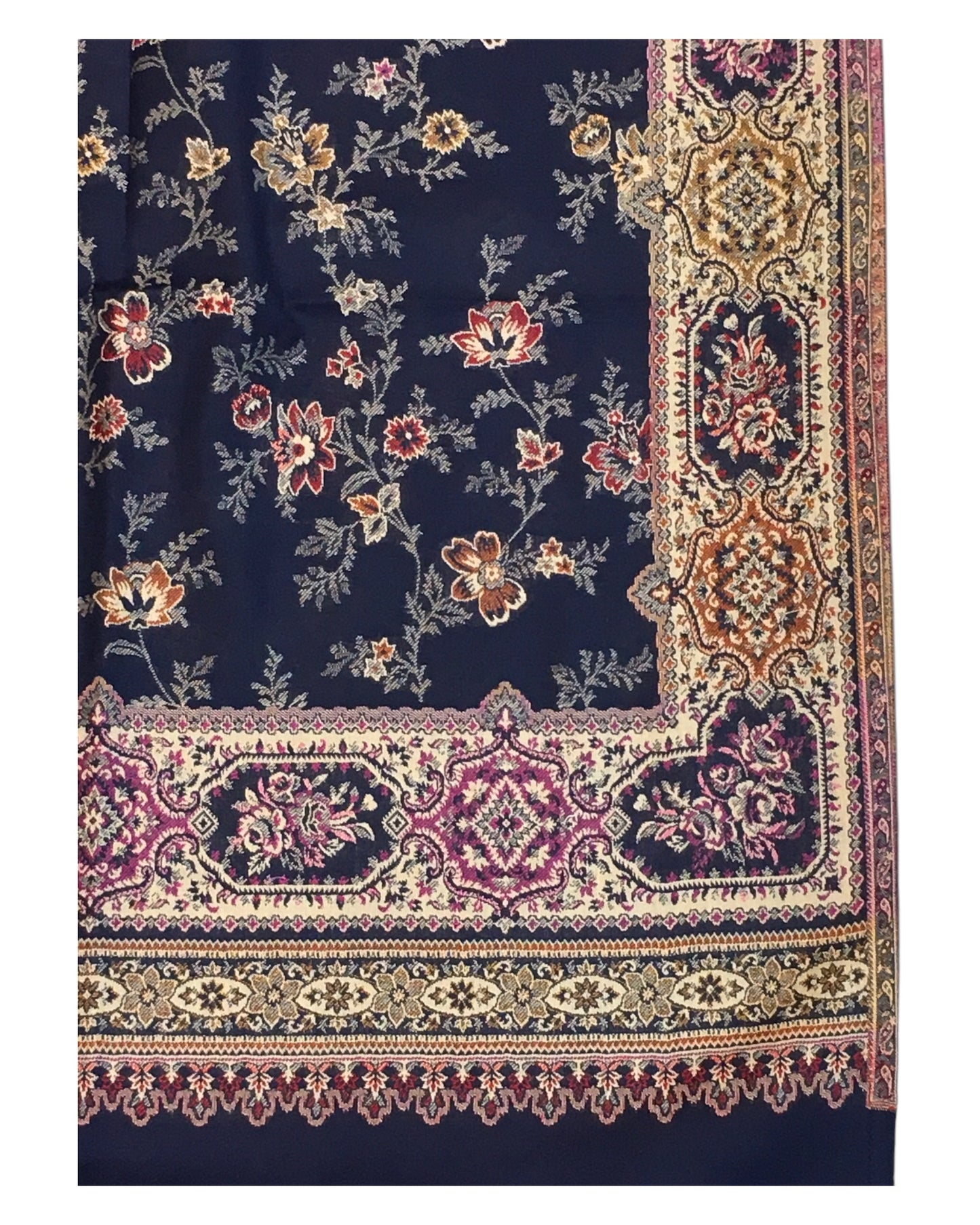 Navy Blue - Soft Art Wool Handloom Woven Shawl - (P350) 11KY24 NTC2414