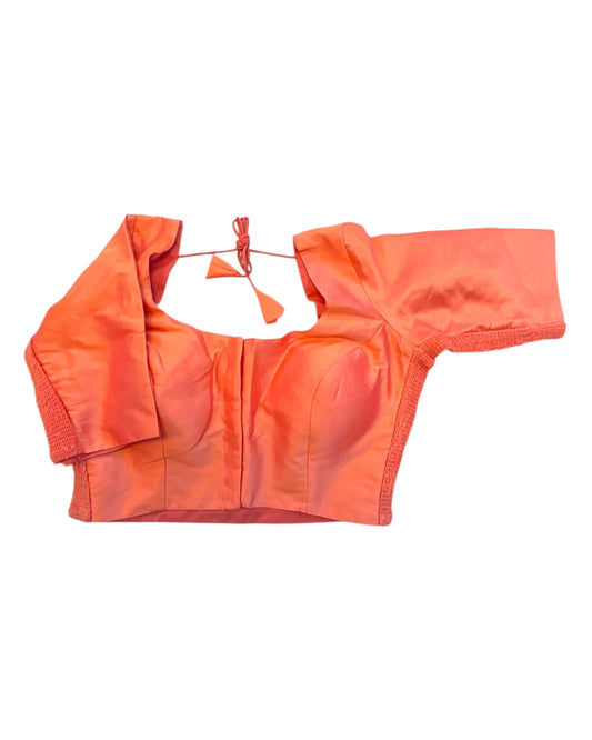 Coral - HYBRID Silky Saree blouse - With Elastic on both side for Great fit - Size 36",38", 40" S M L - VAM1216 Ap