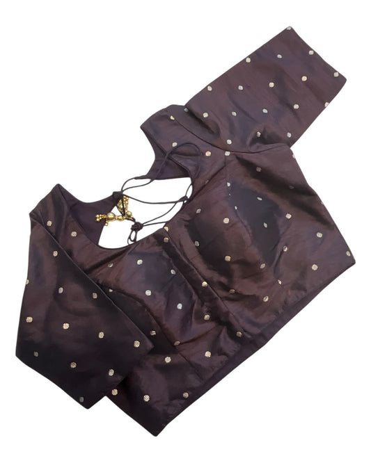 34", 38" & 42" - Coffee Brown - Banarasi Brocade Saree / Lehenga Blouse -UK Stock - Quick Dispatch - X767 08Ap25