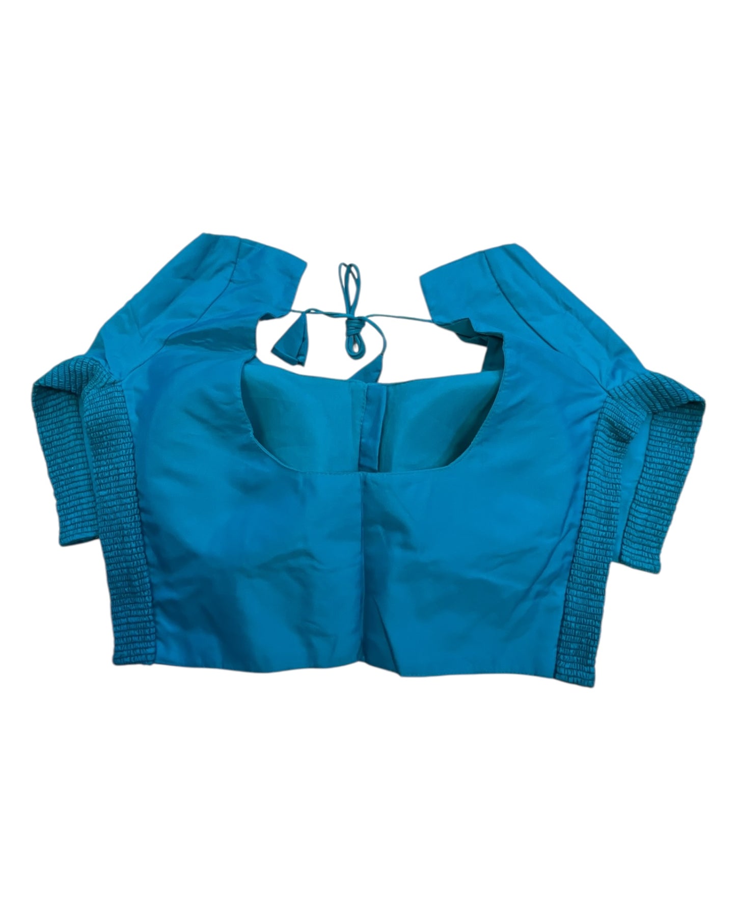 Turquoise Blue - HYBRID Silky Saree blouse - With Elastic on both side for Great fit - Size 36",38", 40" S M L - VAM1216 Ap