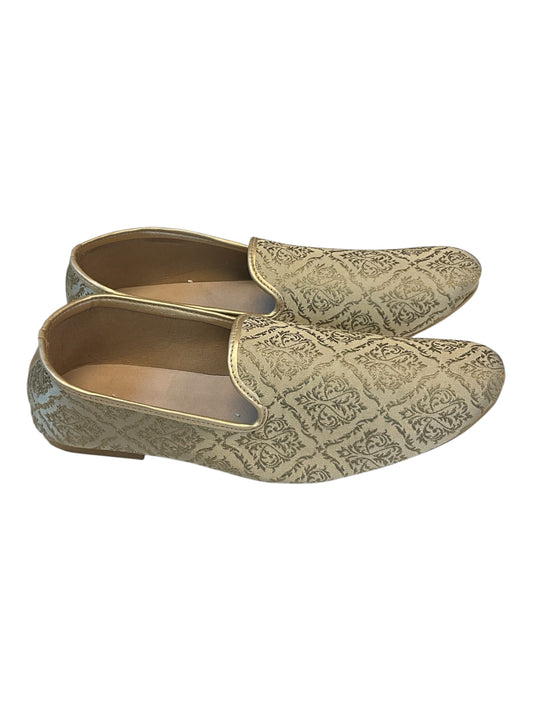 Very Comfortable Dark Gold Brocade Loafer Style Mojri - Indian Mens shoes - Mojari , Khossay - YD2602