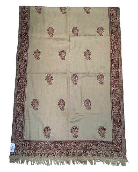Beige - Soft Art Wool Handloom Woven Shawl - 11C24 NTC2413 BGE2