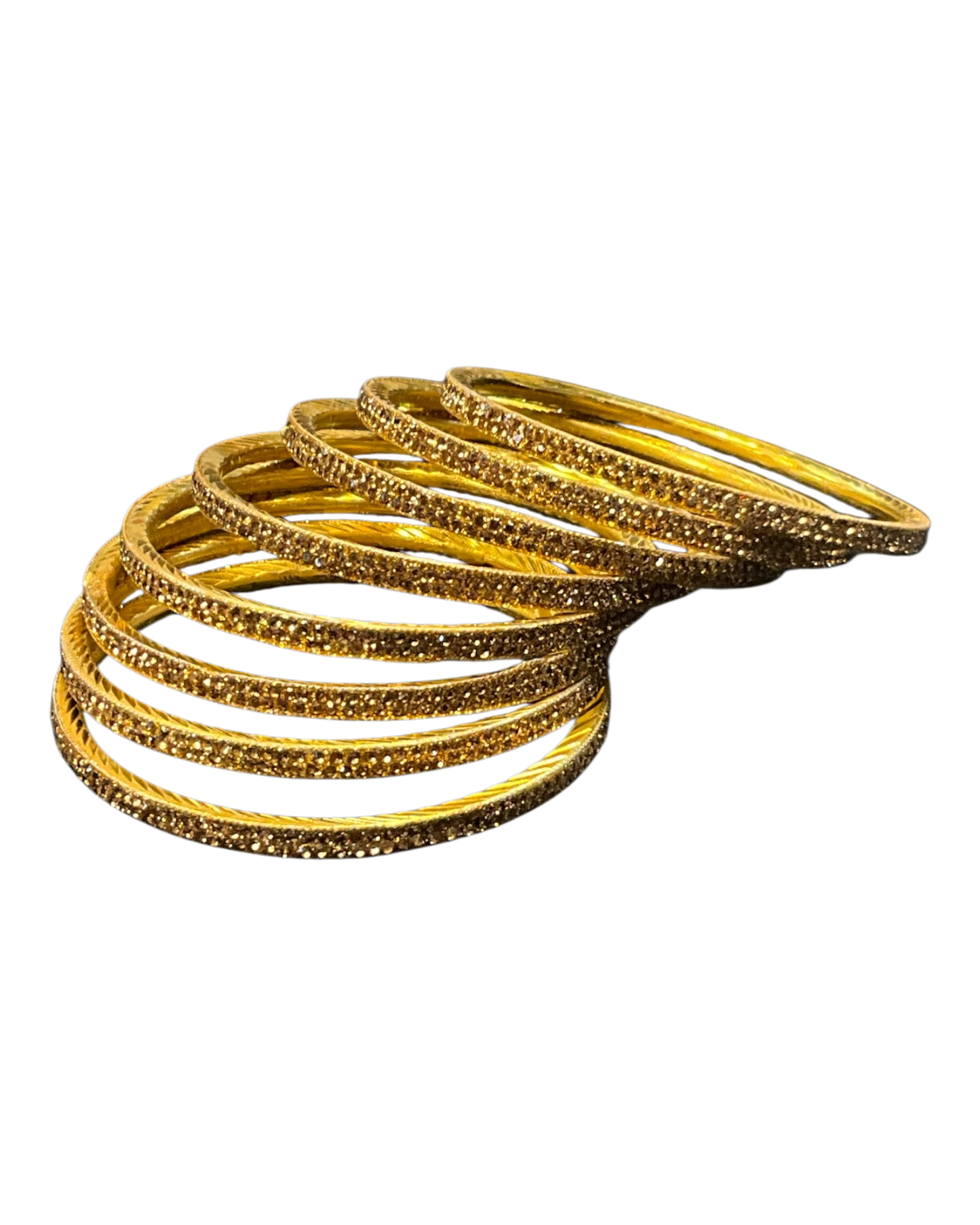 Dark / Antique Gold Finish - Set of 8 Stone Bangles - M to XXL - HAN2601 07Ka26