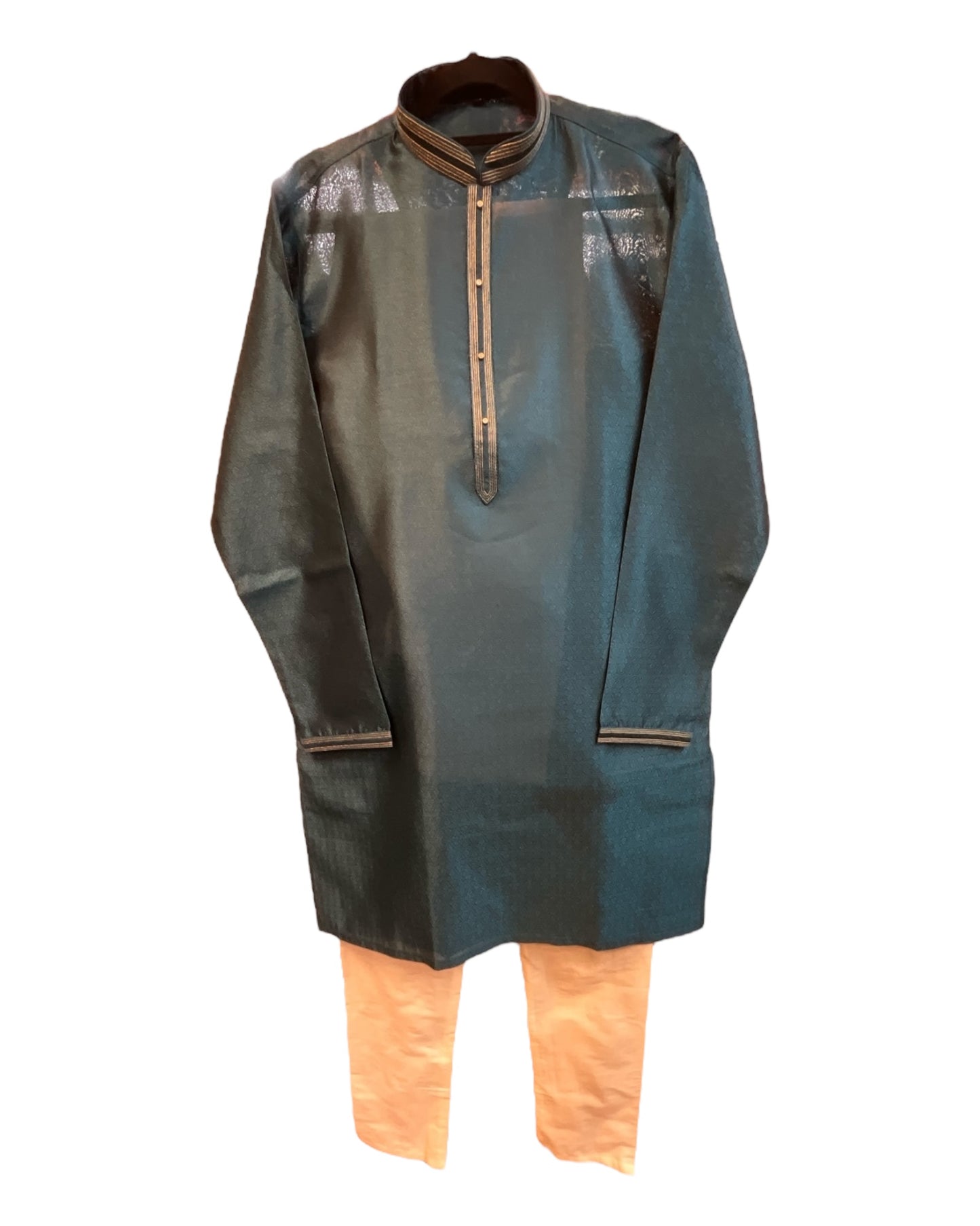 Dark Teal - Silky Mens Indian Kurta set - UK Stock - Ideal to Pair with a Waistcoat - VEE2483 KH