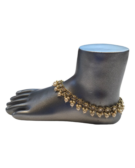 Gold Finish - Ankle Chain / Payal / Paazeb - Fashion Jewellery - Bollywood - Weddings - AE2414 24R10