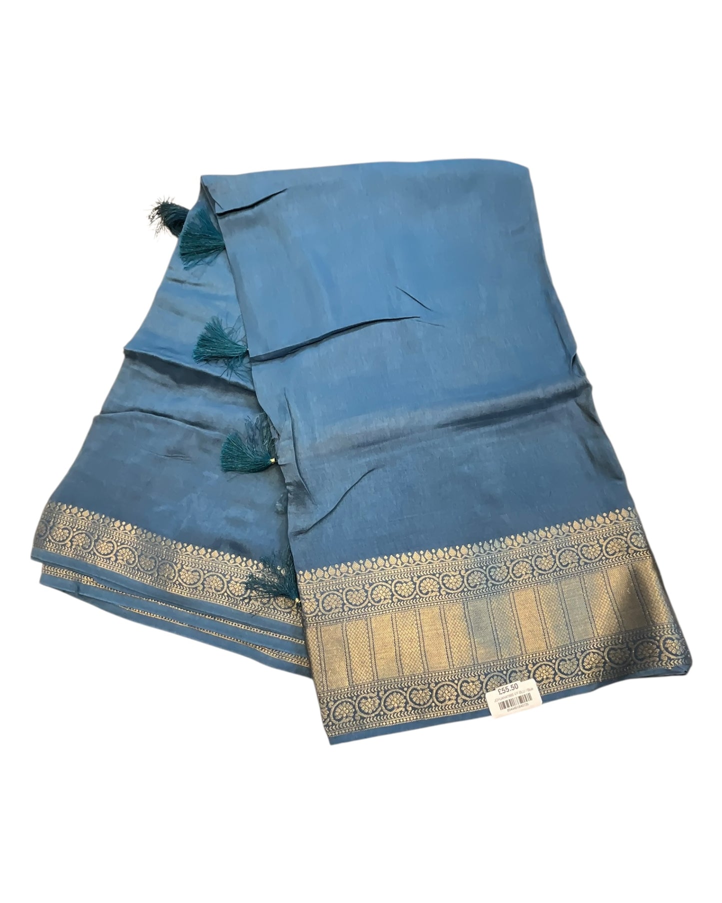 Blue - Handloom - Banarasi Crepe Saree with Blouse Piece - JOHJAN47006 10VY25