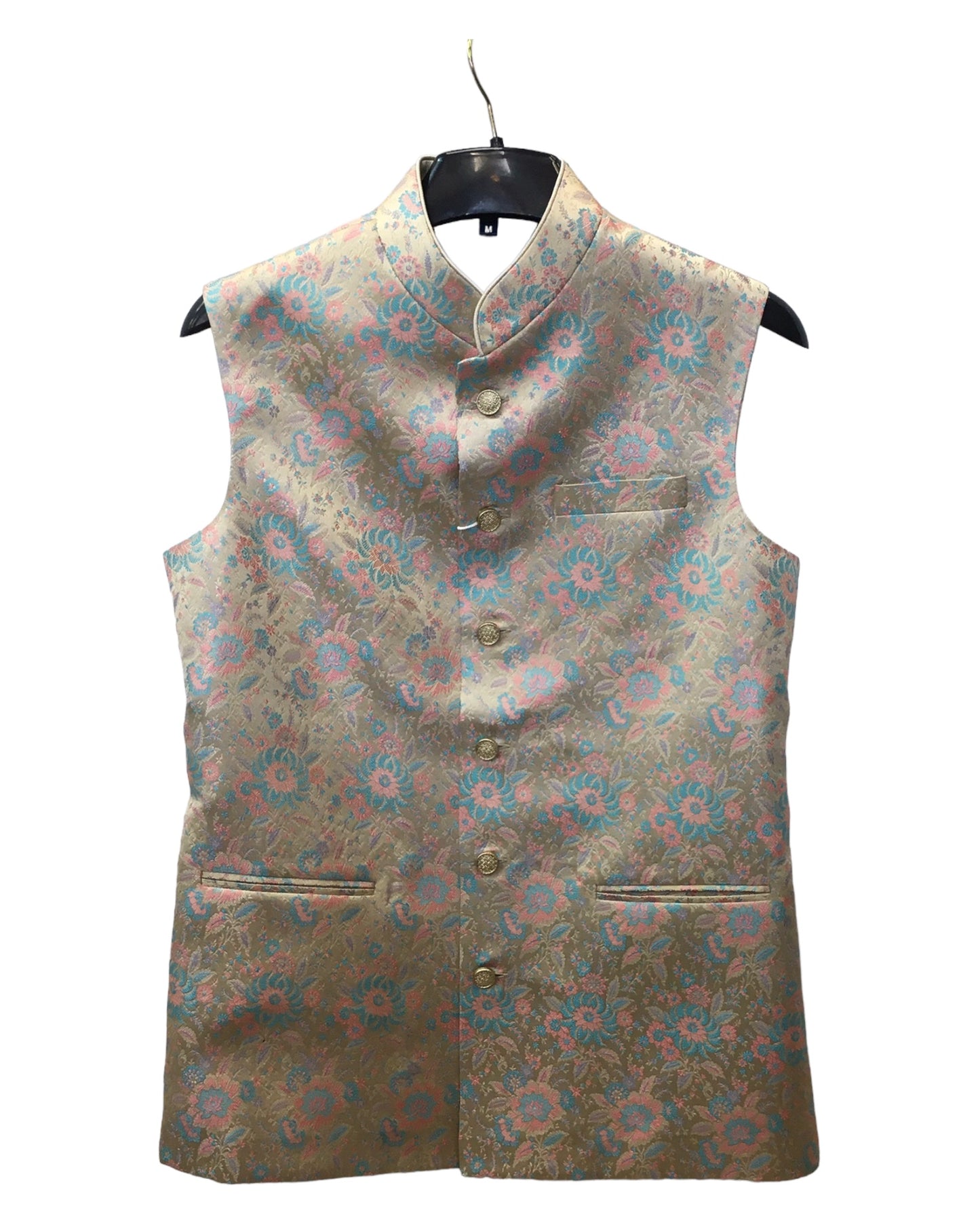 Cream Brocade - Rich Banarasi Handloom Mens Waistcoat / Bandi - Bollywood - HHF2405 KK 0624