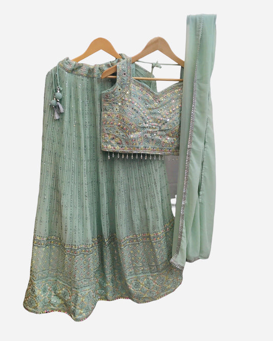 Sea Green Ready Made Lehenga Set - Size 10 - 36"(Loosen up tp 12) ) UK Stock - 24h Dispatch - KTC24304 TT 0324