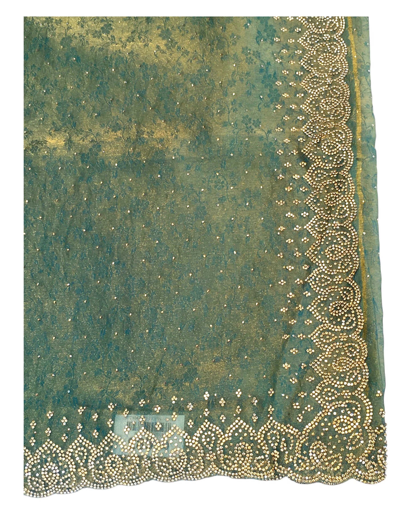 Sea Green - Self Print Crepe - Party Wear Embroidered Saree with Blouse Piece - SP2504022 TY