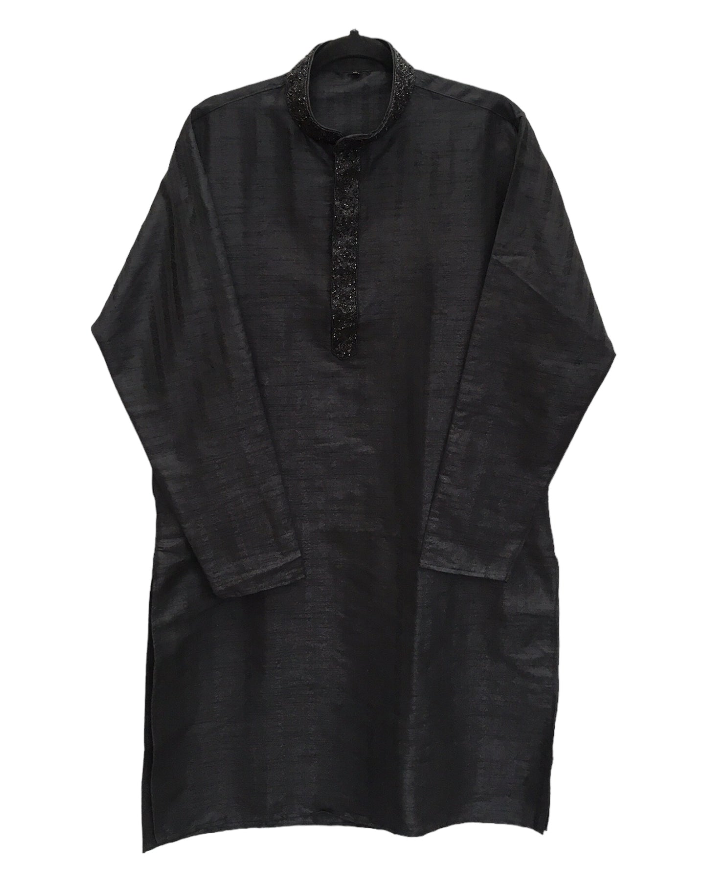 Black - Cotton Silk Brocade Mens Indian Kurta set - Weddings / Walimas , Sangeet, Eid, Mehndi / Henna - KCS1052 06VA24