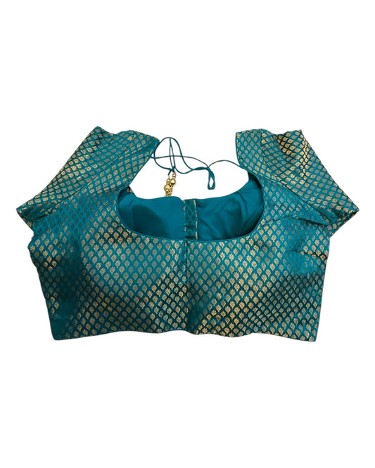 38" & 42" - Turquoise Blue - Banarasi Brocade Saree / Lehenga Blouse -UK Stock - Quick Dispatch - LT3 08Rp25