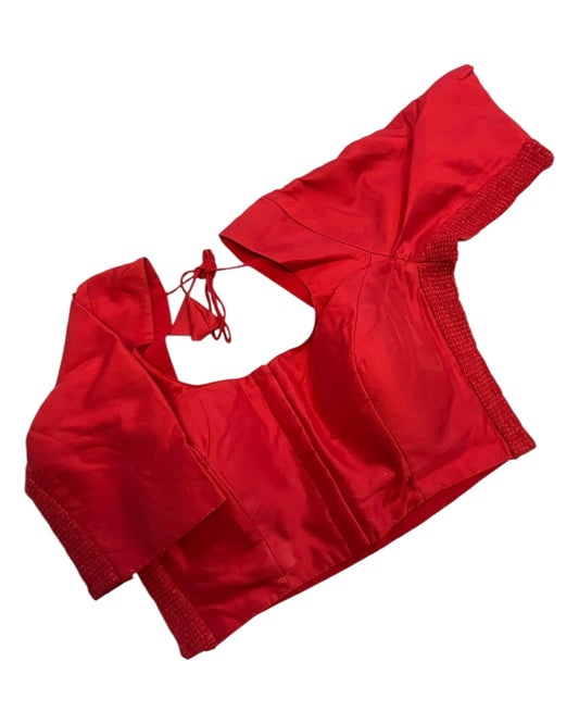 Dark Red - HYBRID Silky Saree blouse - With Elastic on both side for Great fit - Size 36",38", 40" S M L - VAM1216 Ap