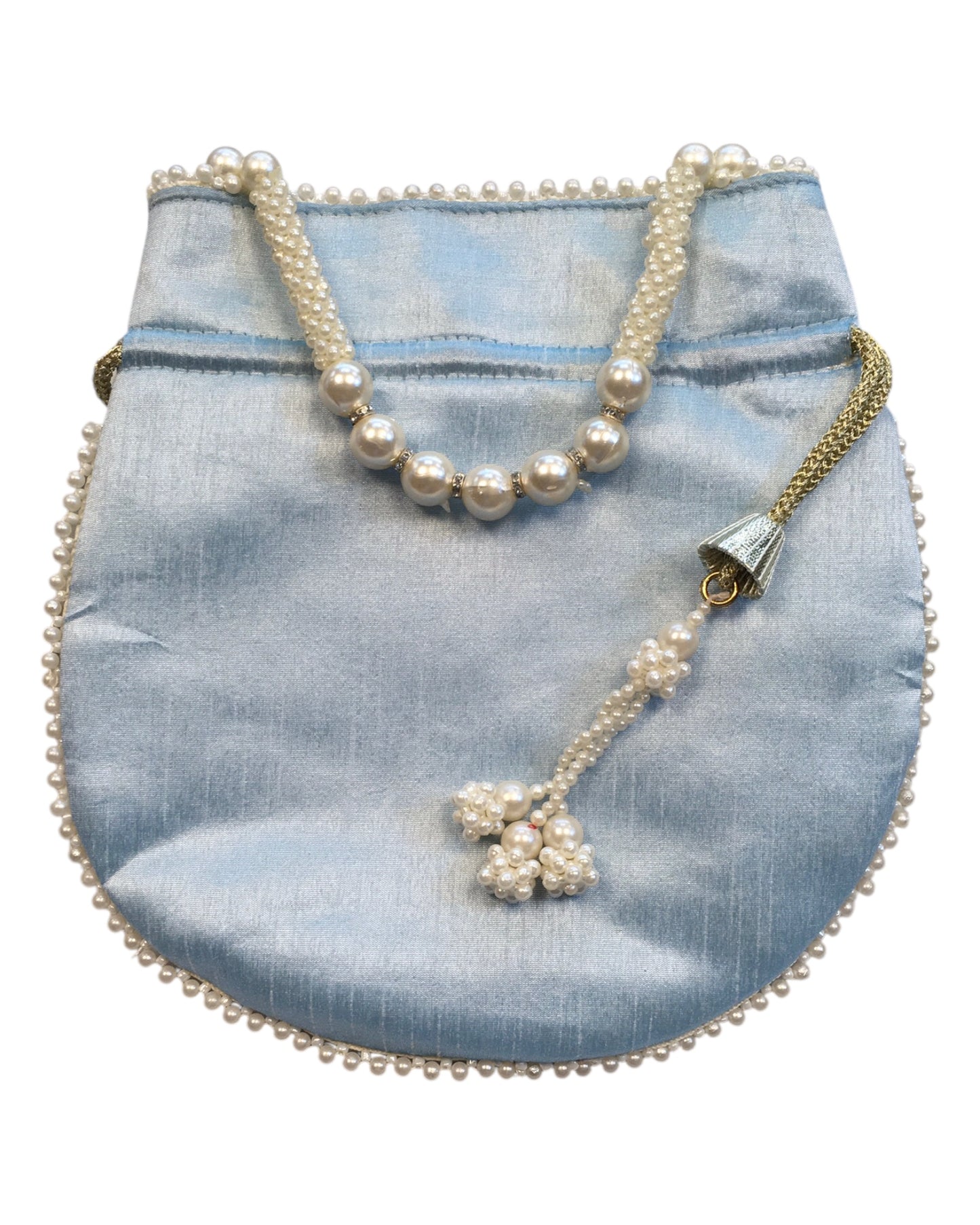 Light Blue - Silky Bollywood Ladies Potli / Pouch Style HandBag - GJ21 10Rp24
