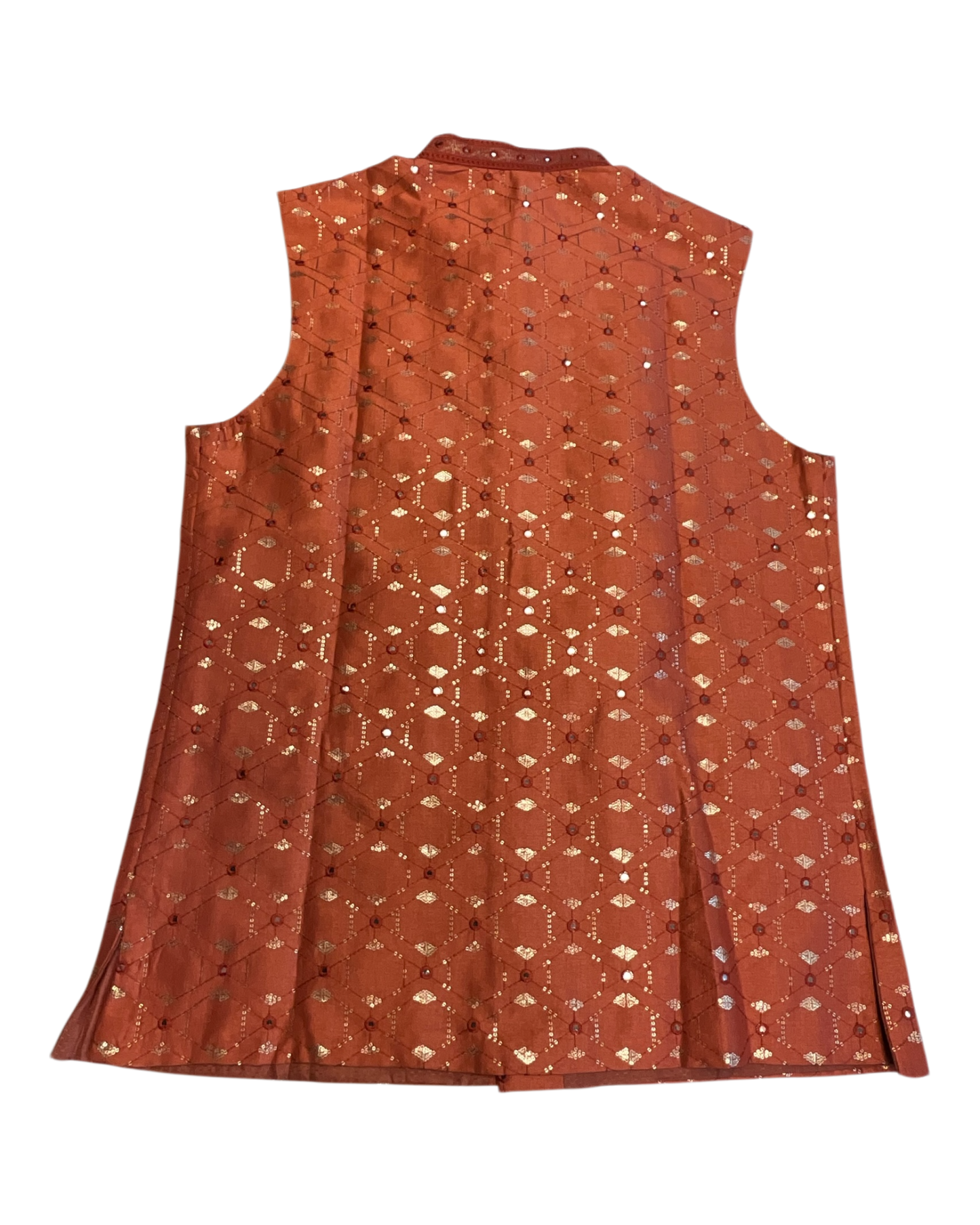 Orange - Mirror Work All Over Embroidered - Mens Indian Waistcoat - UK Stock - 24 hr Dispatch - KCS4782 03KP26