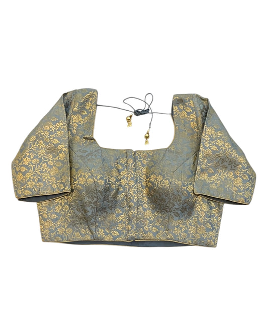 38" & 42" - Grey - Banarasi Brocade Saree / Lehenga Blouse -UK Stock - Quick Dispatch - X1126 01A25