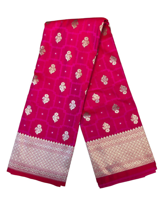 Fuchsia Pink - Traditional Handloom Banarasi Sari / Saree - with Blouse Piece - SN2405 11TP24