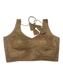 Light Brown - Fully Embroidered V neck Saree / Lehenga blouse - With Cups - Margin to loosen - UK Stock - AF2344 H 0923