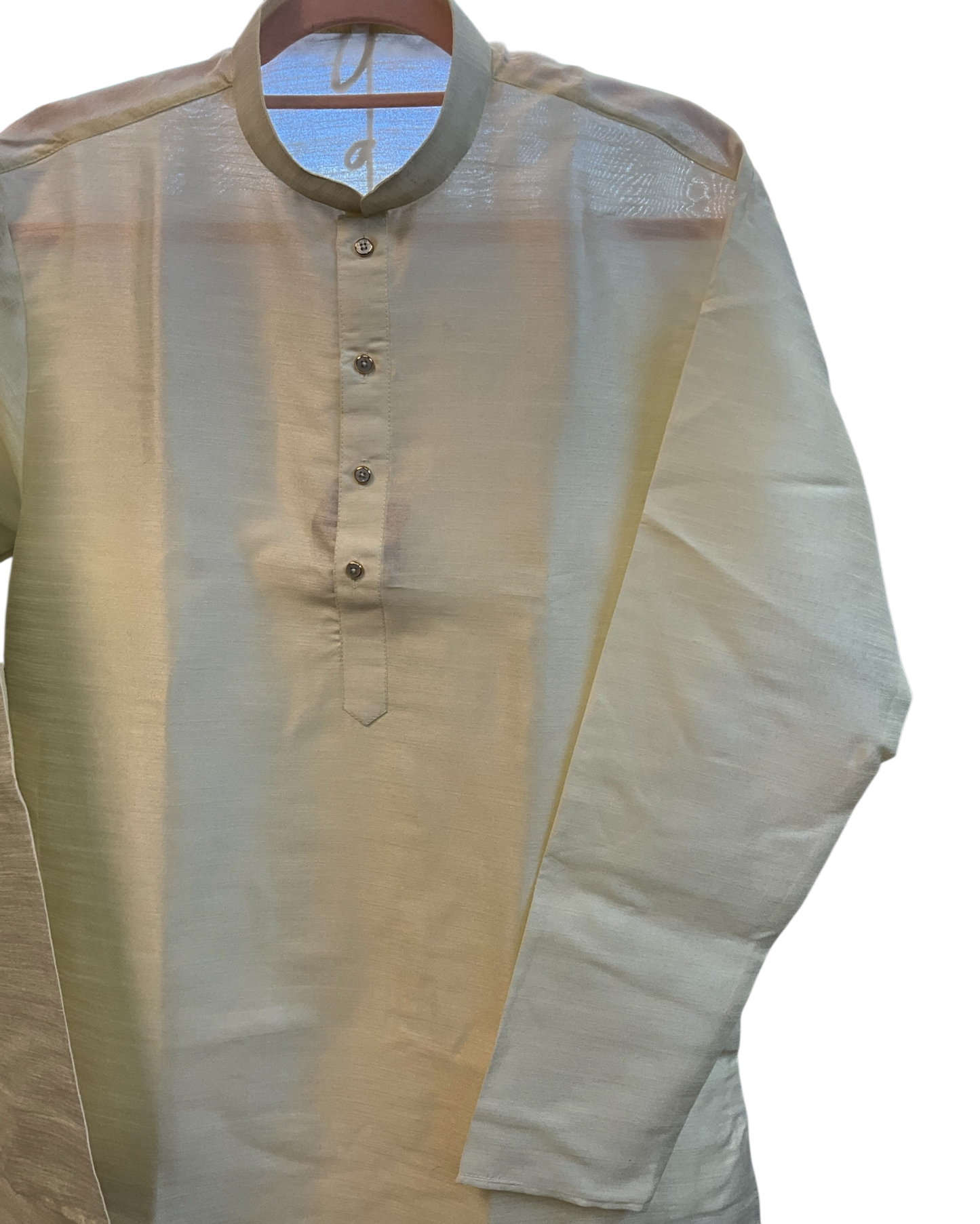 Off White / Cream - Soft Silky Mens Kurta Set with Draw stringed Trousers - Sangeet Mehendi Haldi - KCS2605 06KV26