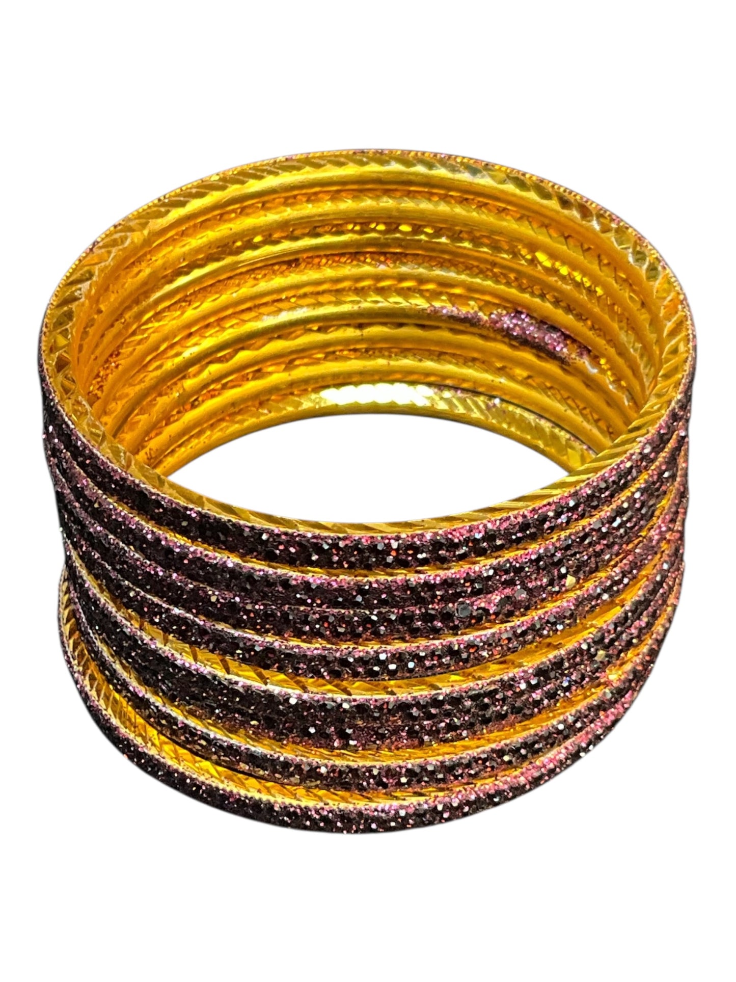 Wine - Set of 8 Stone Bangles - M to XXL - HAN2601 07Ka26