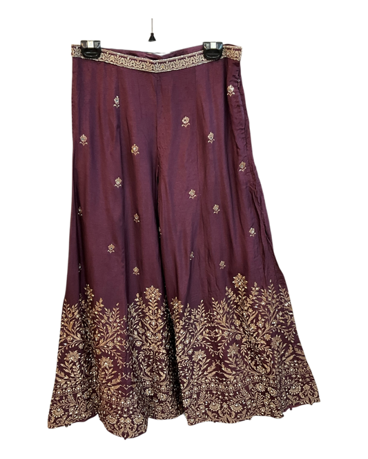 UK 12 / 38" - Wine - Designer Ladies Indian Short Top Palazzo Trousers Suit - UK Stock - 2/3 days delivery - VMK COBRA CY
