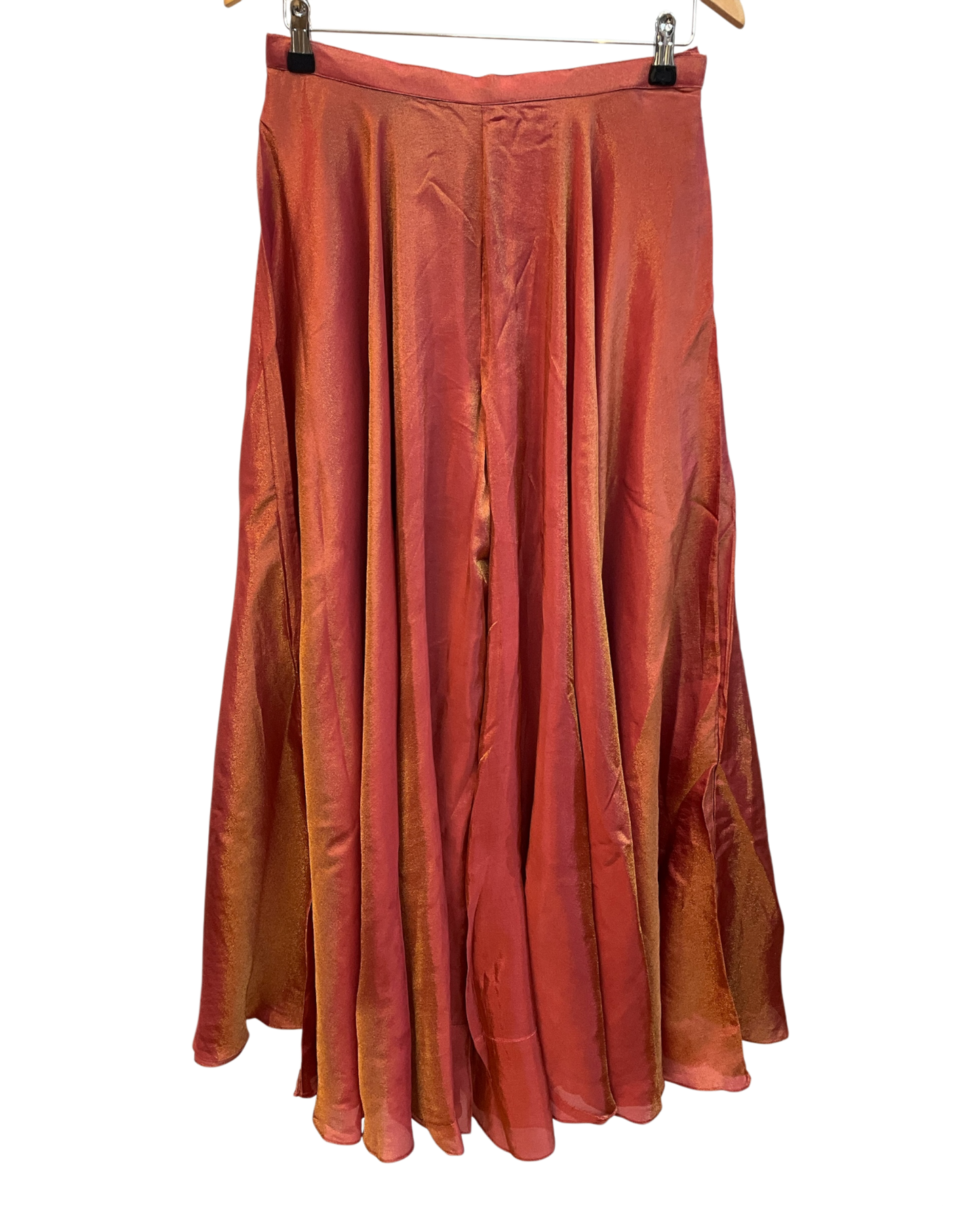 Rust / Orange - Designer Ladies Medium Spaghetti Top Palazzo Trousers Suit - Size 12 (38") - VMK KRUPA RJ