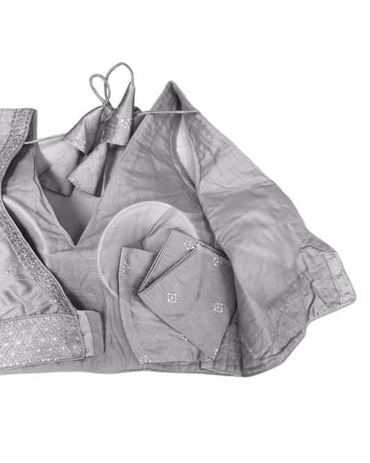 Purple - Dupion Silky Saree / Lehenga blouse - 38" Bust (UK 12) Can be let out to size 16 - AF2406 H 0324