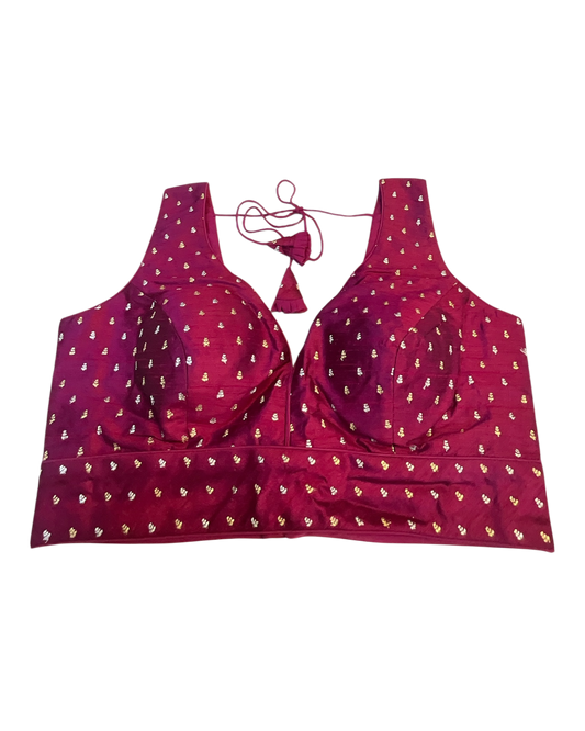 40" / UK 14 - Magenta / Rani - Silky Designer Saree blouse with cups, Sleeveless - UK Stock - Quick Delivery - RNK - R717 KV