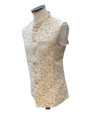 Cream with Lilac & Gold Thread Brocade - Premium Mens Waistcoat - VNS-JKT7910/1 10KJ25