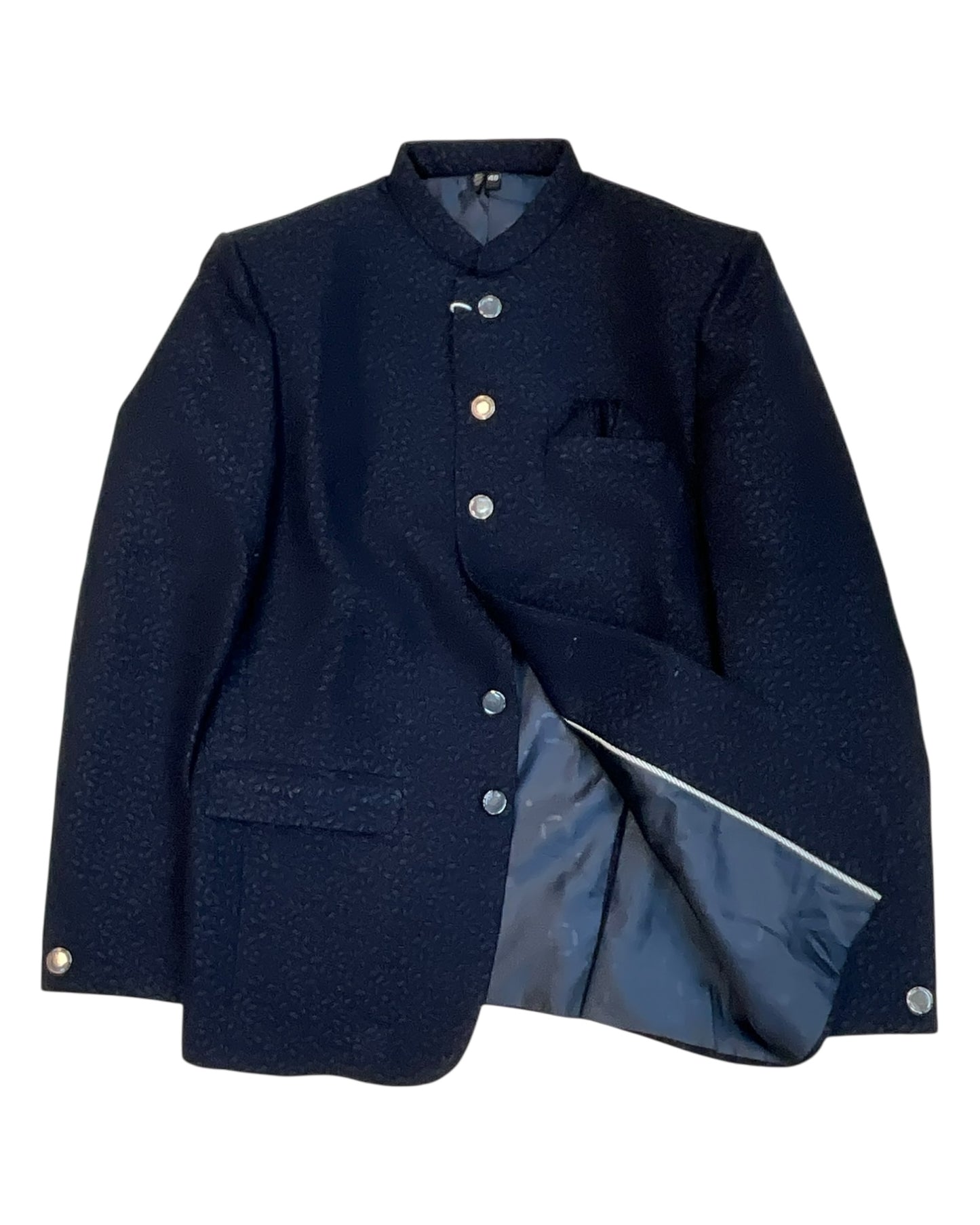 Navy Blue- PREMIUM Slim Fit Mens Self Brocade BandhGala / Prince / Chinese Collar Jacket - Fantastic Fit - VNS-JOD6097-30 10TP25