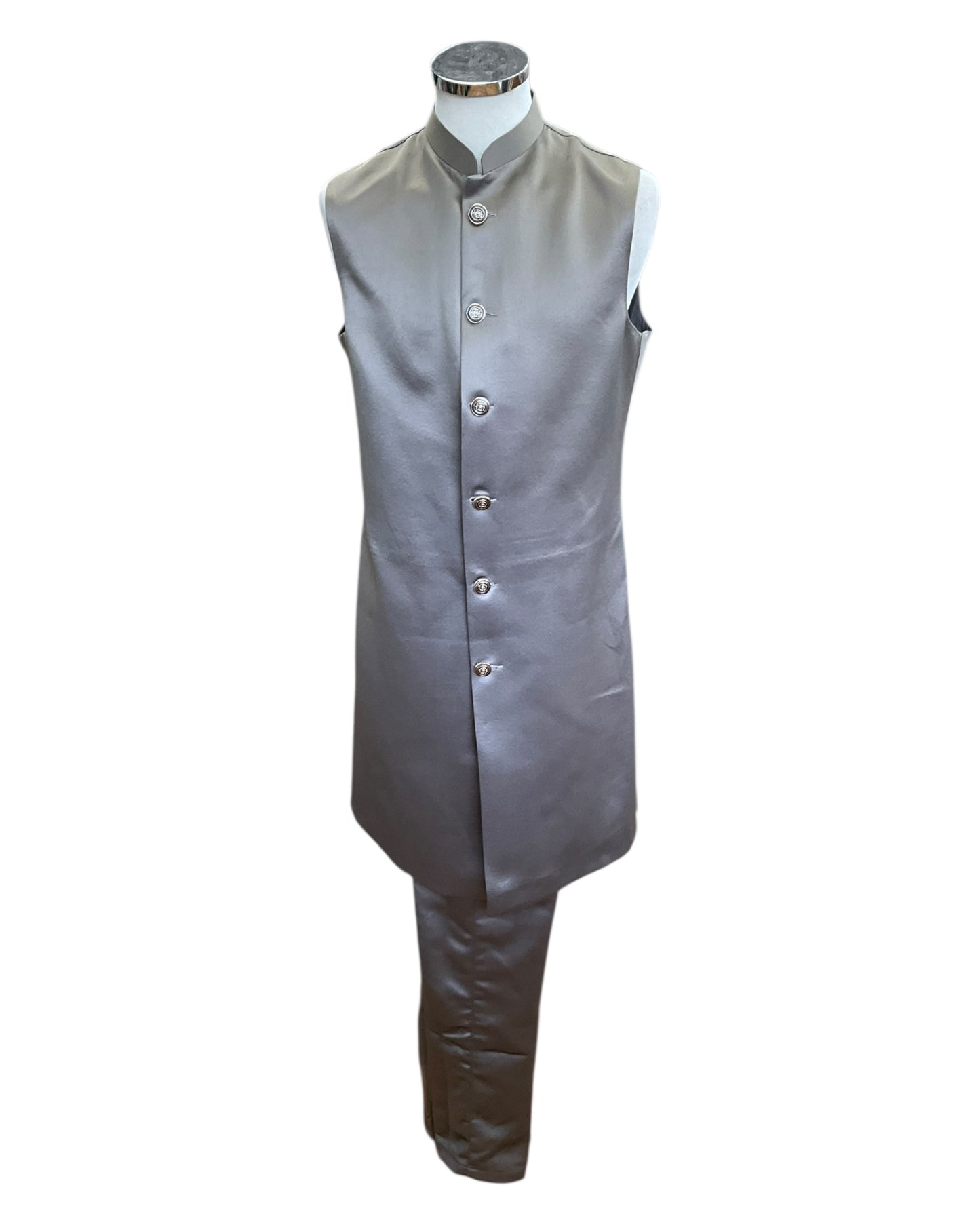 Grey - PREMIUM Mens Knee Length Jacket with Long Waistcoat - Sherwani / Indo Western - Fantastic Fit - KCS6633 05RY25