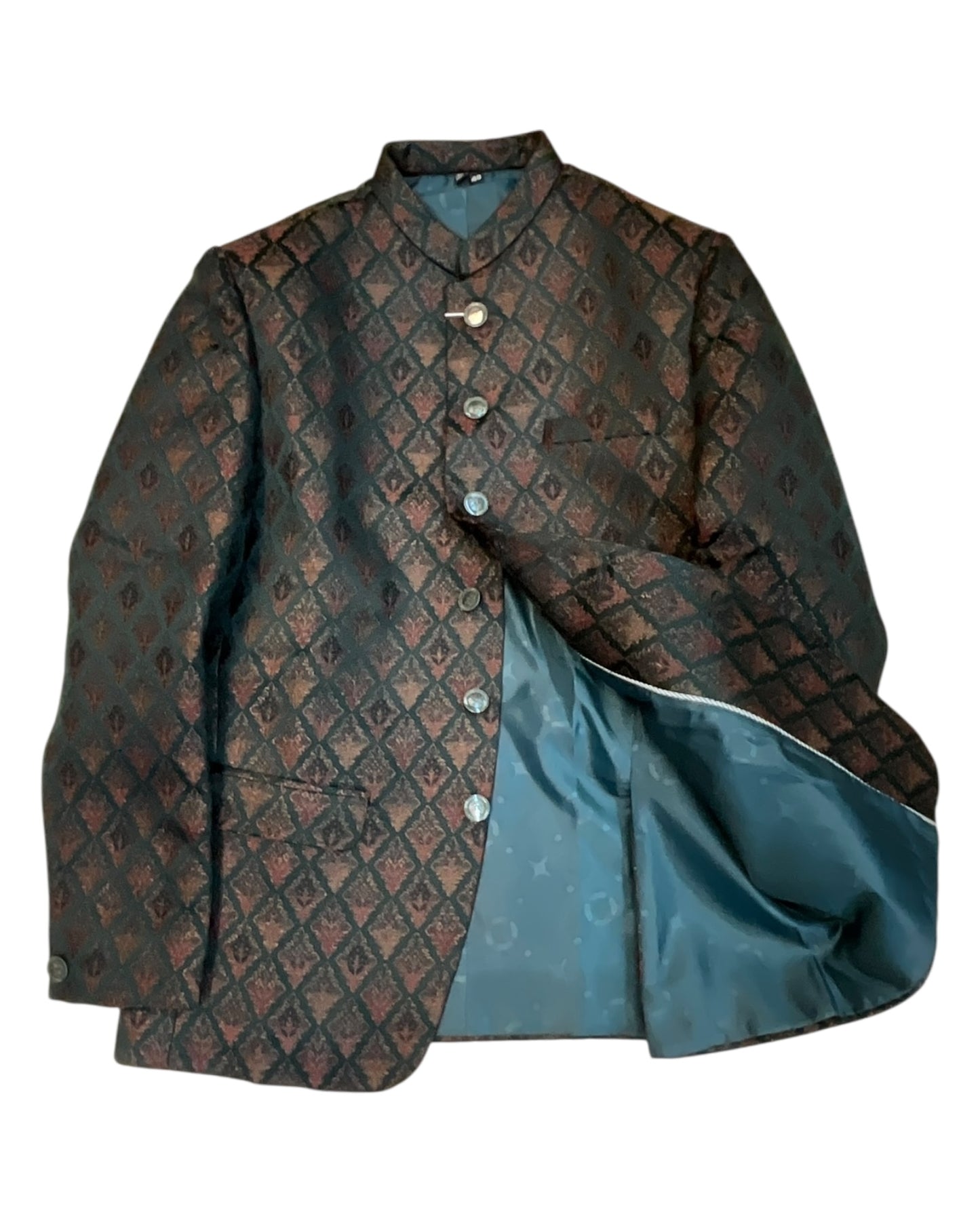 Bottle Green - PREMIUM Slim Fit Mens Contrast Brocade BandhGala / Prince / Chinese Collar Jacket - Fantastic Fit - VNS-JOD13 10TY25